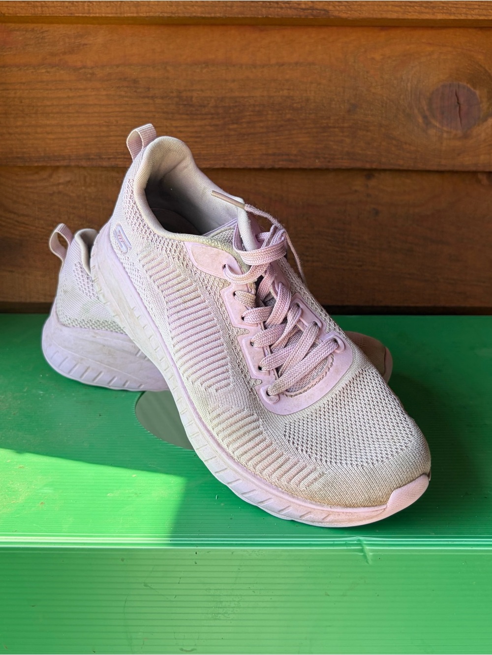 Skechers Women's Pale Pink Knit Athletic Sneakers